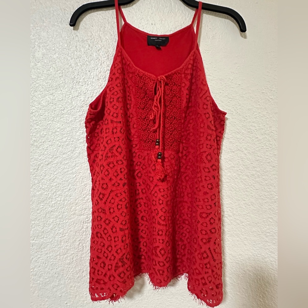 Romeo & Juliet Couture Red Lace Tank Top